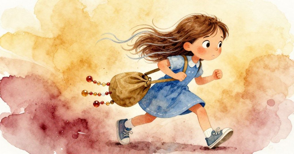 輕風吹動中，薩奇的銀線隨風飄舞，補救袋中珠子發出微妙叮噹聲，動靜交織展現複雜情緒。