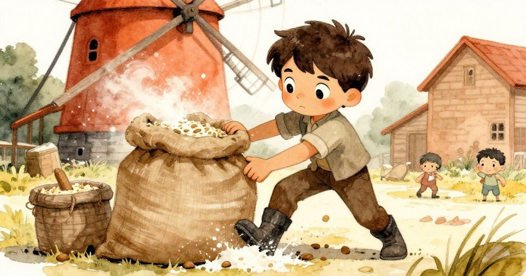 在混亂中,迪恩堅定將靴子頂住糧袋,推動前行,麵粉旋飛環繞,畫面充滿決斷與行動的緊張感。