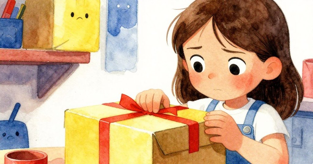 Petra專注摺疊紙盒，指尖輕觸溫暖紙板皺摺，神情堅定兼充滿思考