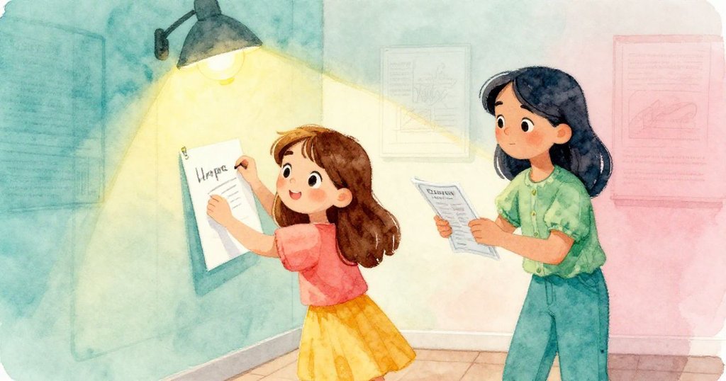 霍普專注地完成最後線條，柯拉細心清掃石墨粉，兩人協力解決光影難題，默契展現。