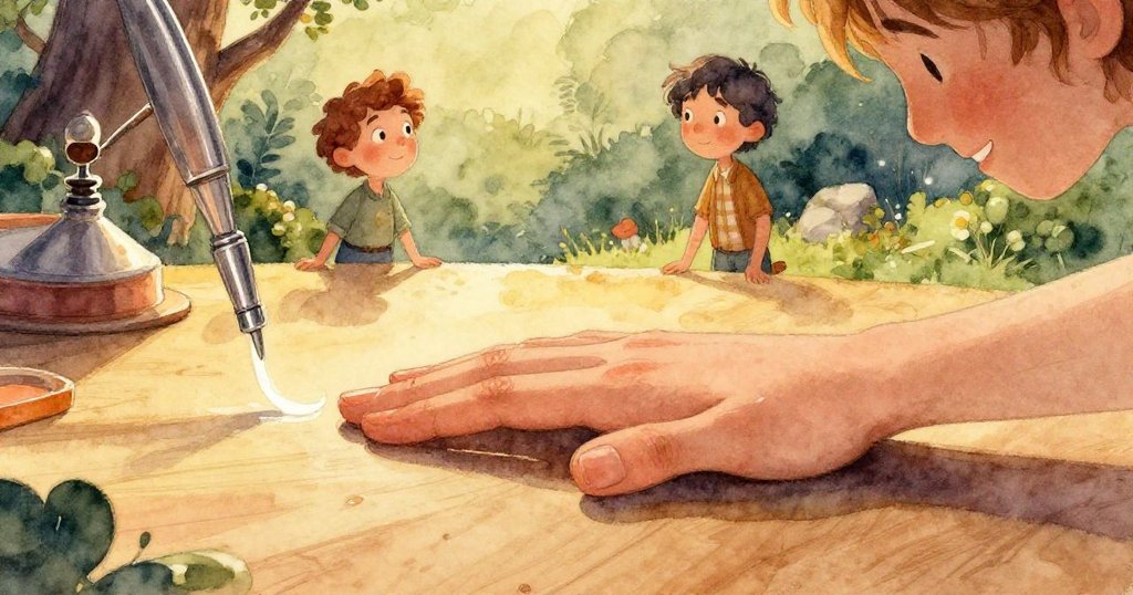 Luke專注操作氣球泵，細緻手部動作特寫中展示濕潤泵嘴與逐漸膨脹的紅氣球。