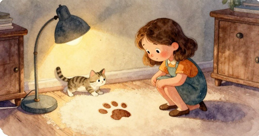 Holly的手輕推石灰岩書擋,細膩展現紙張捲曲與桌面痕跡,動作專注而溫馨。