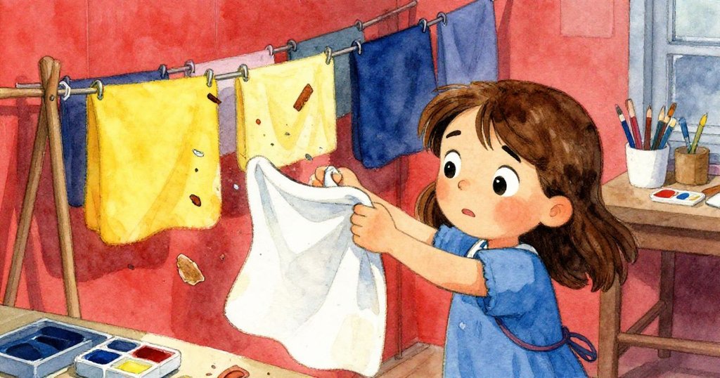 Cora 快速抓起摺布,果斷抵擋漂移的木屑,其臉上顯露決心與緊迫,情節進入高潮。