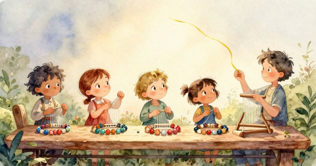 玻璃珠從傾斜的杯子中散落，碰觸到歐珀爾的計步器，細節突出金屬表面與閃爍玻璃珠。