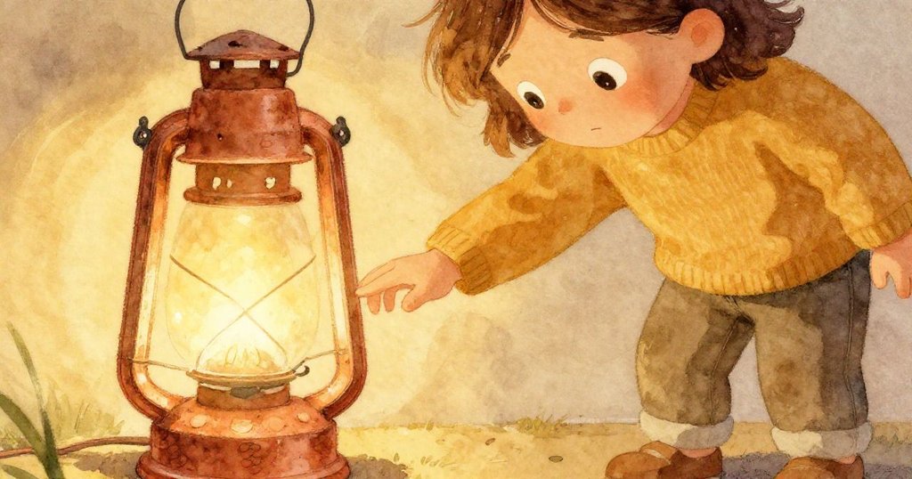 Unity輕觸燈籠塑膠基座，溫柔燈光映出專注神情，近距離捕捉光與影間細膩情感。