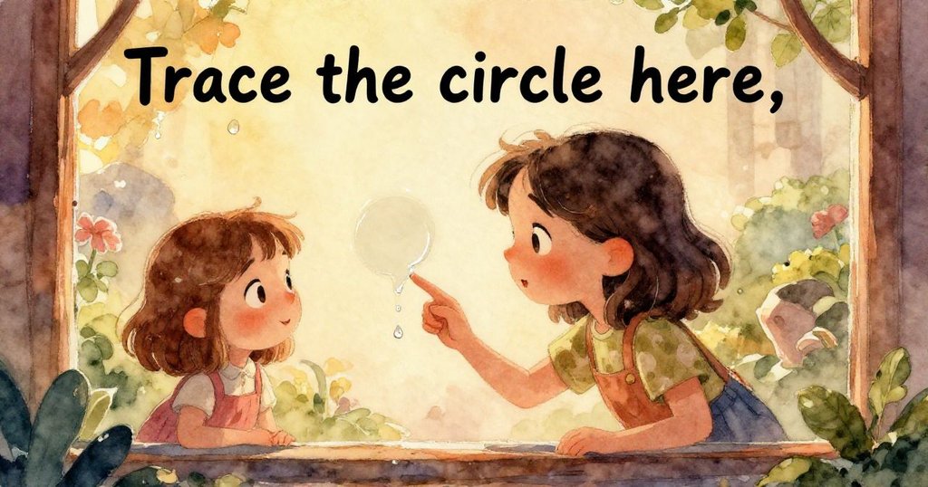 Dina 專注凝視窗上流動水珠，眼神傳達好奇與投入，窗戶細膩反映外界雨景情緒