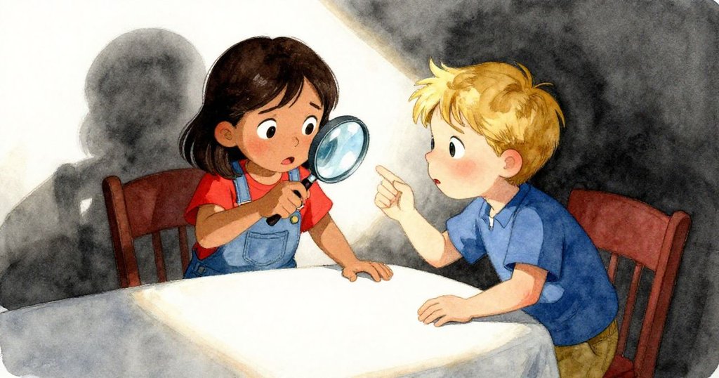 在藍玻璃即將破裂之際，Yara與Palmer手握放大鏡緊張互動，表情焦慮，氣氛充滿懸念。