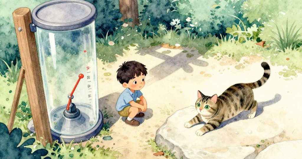 昆恩蹲在閃亮刻度旁,史黛拉在砂岩石上伸展,陽光穿透葉影,展現豐富戶外自然景致與動態光影。