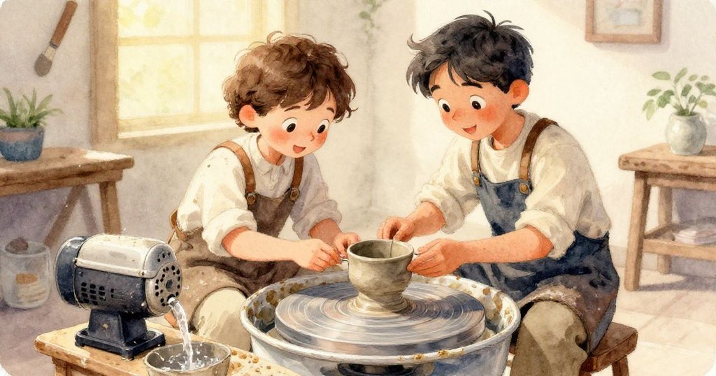 細線滑入金屬隱蔽凹槽中,水光閃爍映出神秘細節,呈現工房內獨特而精細的機械美感。