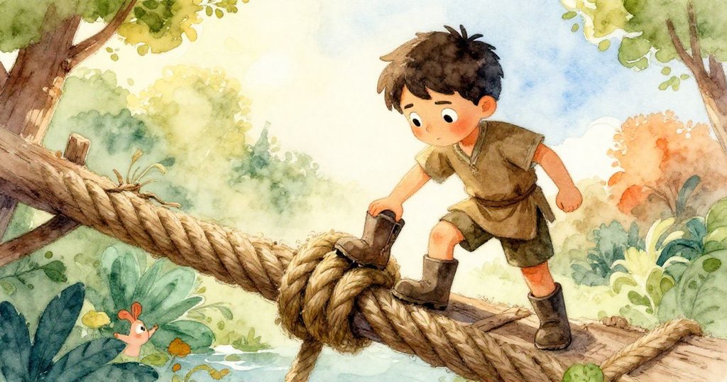 奧托用靴子踩向大結節調整橋面，臉上堅定果斷，呈現關鍵轉變與策略瞬間。