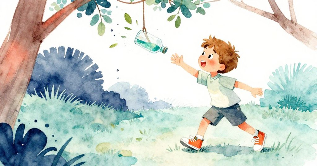 海斯專注緊張，在葉子阻擋下瓶子搖擺停頓，瞬間充滿懸念與期待