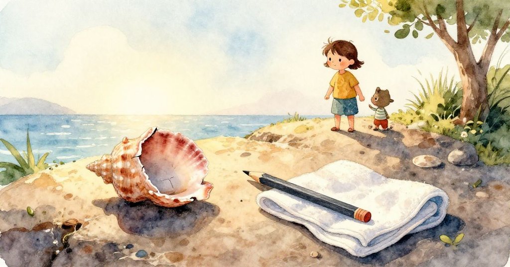 六月凝望著隱秘岩縫，臉上表露出專注與驚奇，陽光與反光交織出充滿探索意味的光影。