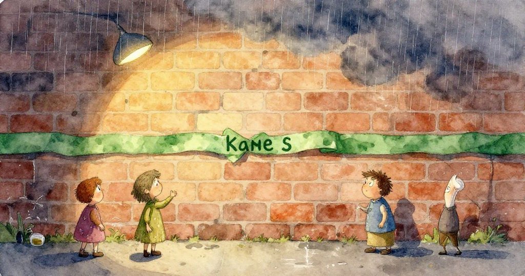 小狗輕觸滾筒手柄引發油漆滴落，綠色顆粒飛濺於鞋面，畫面充滿活力與驚喜的輕鬆氛圍