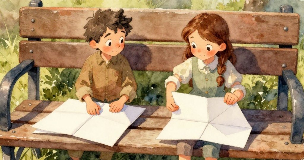 帕爾默的拇指細看紙飛機摺痕，展示紙質紋理與精緻工藝，情感專注且慎重的創作瞬間。