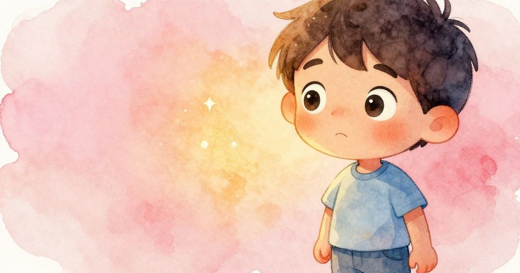 約克特寫臉龐，眼中滿是好奇與驚喜，橙色光束映襯出溫暖背景，臉上流露出奇妙期待之情