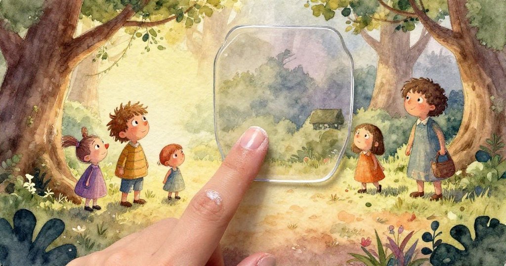 室內中景展現萊姆綠光束在木地板上舞動，形成超現實幾何圖形，空間洋溢夢幻神秘氣息