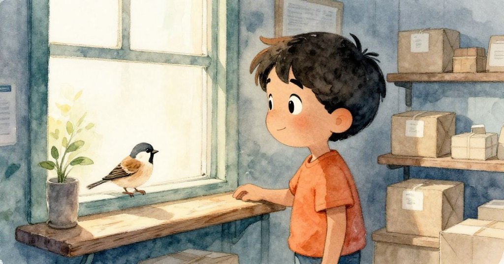 克魯茲站在窗邊,凝視外面長凳上蠢蠢欲動的小麻雀,臉上流露期待。