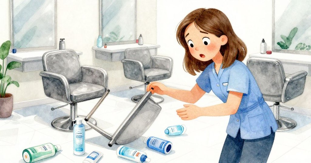 Luna驚訝地發現椅子下沉、測試瓶散落如多米諾，臉上流露釋然與驚奇，場景情緒轉折明顯。