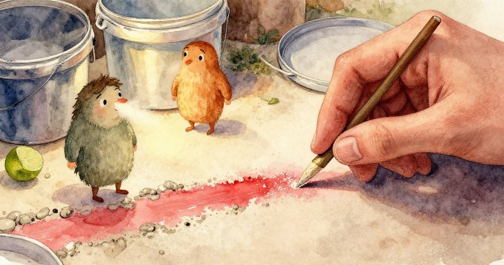 油漆布上半混合彩色油漆緩緩溢出，粉筆灰輕輕覆蓋，呈現出一幕溫柔回憶和細膩情感的特寫景象。