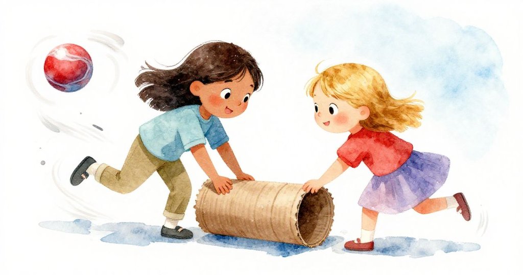 珍珠與維拉協作調整紙管，彈珠軌跡流動展現速度，現場充滿活力與專注，故事達到高潮。