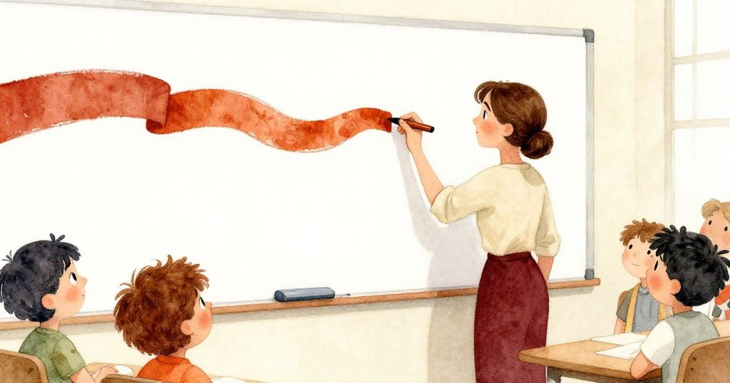 蓓瑪（Gemma）帶著新鮮馬克筆回到會議室，自信地在白板上勾勒出一條亮眼的銹色線條，象徵著創意與成果的達成。