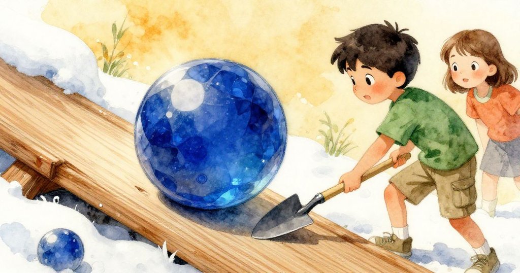 弗雷澤揚起鏟子時,一顆深藍色藍寶石般的小珠滾落,喬伊驚奇凝視,在木製架上流光溢彩。