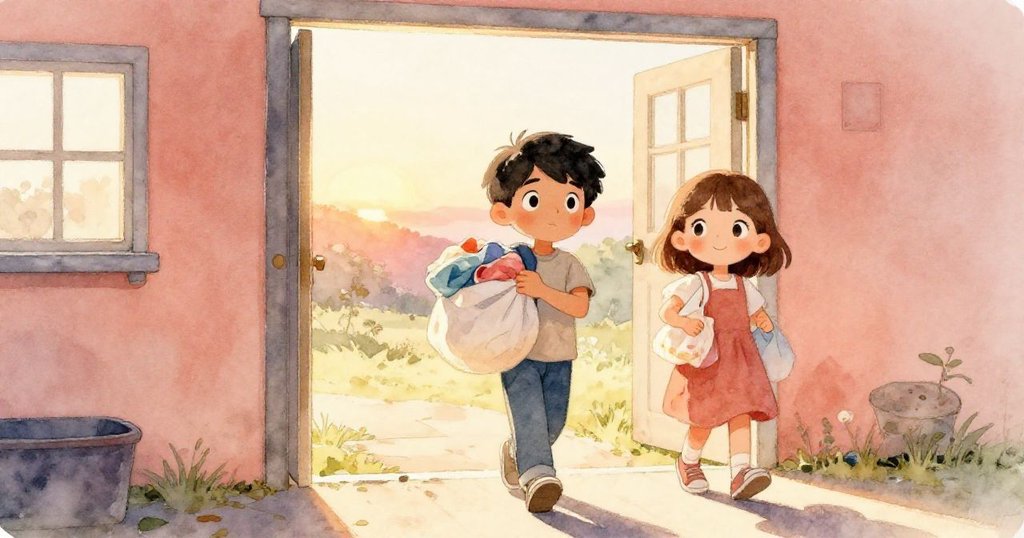 黃昏時分，哈里斯與奧莉芙滿臉輕鬆與喜悅，帶著整齊的衣物走出家門，溫暖夕光映襯出家的結局。