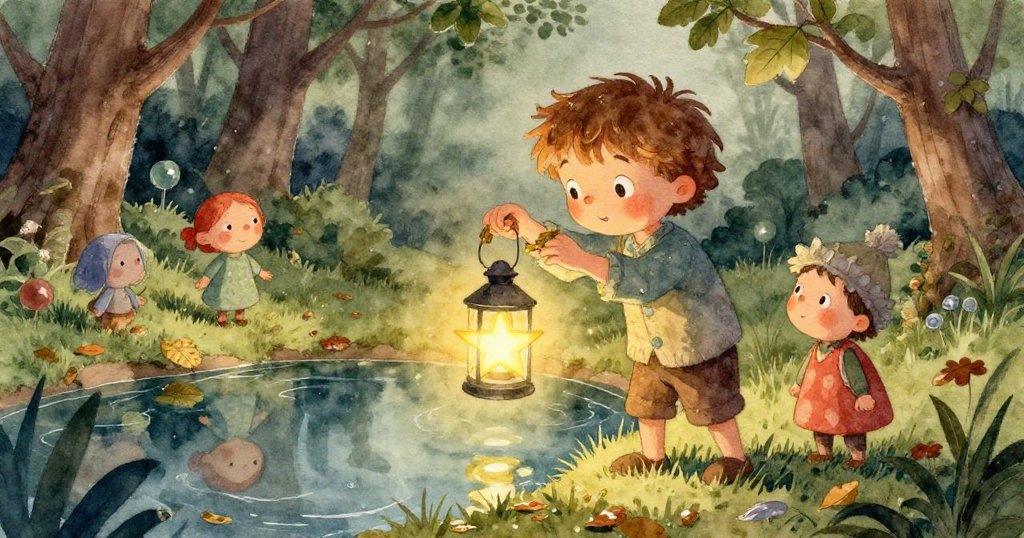 路口迎來新訪客與孩子們，眾人面帶驚喜，隨著鈴聲與懸掛球光影交錯，共享歡樂時光。