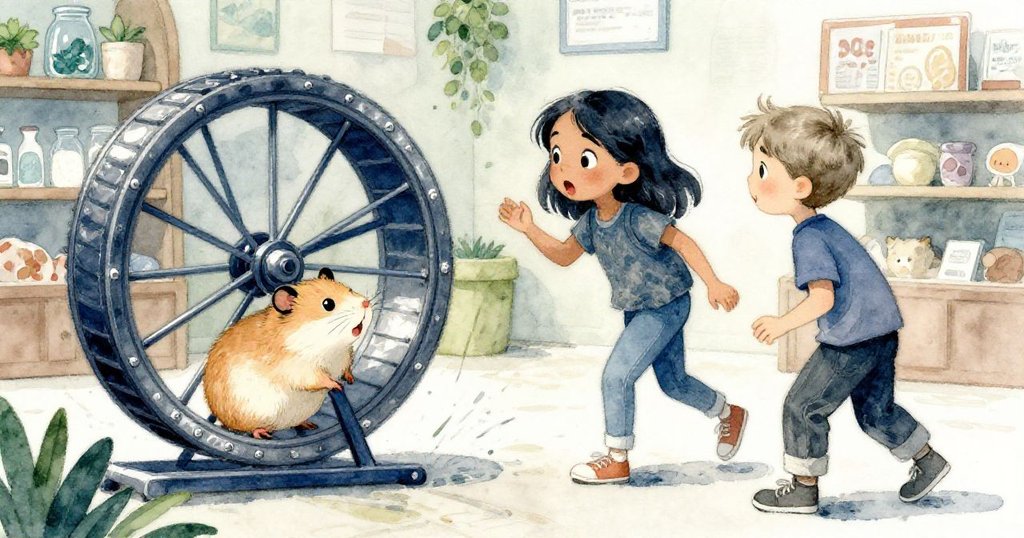 Thea與Orson協作之際，倉鼠露出輪旁奶油斑點，動作定格在溫馨瞬間，兩人滿意點頭，藍光映襯情景動人。