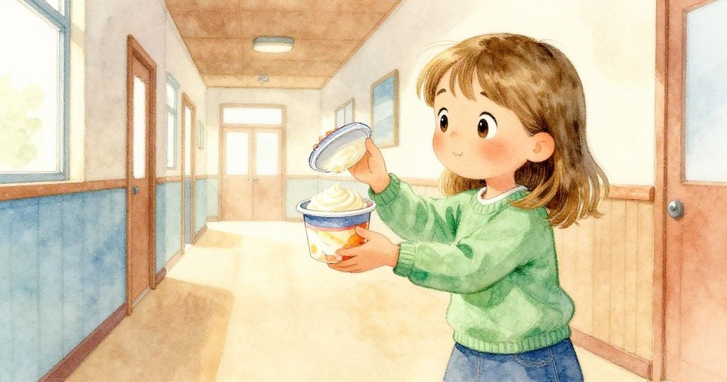 Ilsa聚精會神地穩住晃動著蓋子的香草糖霜罐,表情兼具緊張與決心,明亮走廊背景中呈現出溫暖卻充滿動感的瞬間。