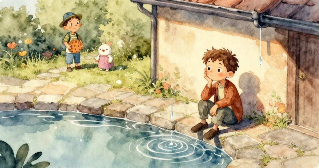 橡果與卵石在石縫中急速翻滾、相互碰撞，發出清脆聲響，場面充滿活力與趣味，動感十足。