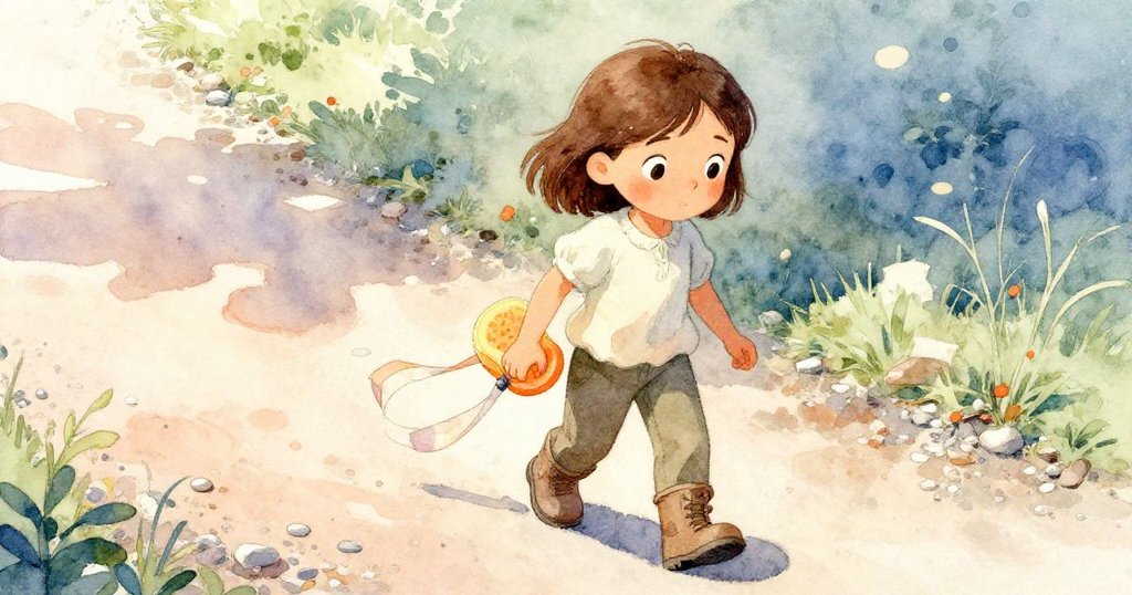 Colette 仔細檢查濕潤海綿與舊緞帶,溫暖光線下對比明顯,手部細節清晰,環境充滿期盼與創意。