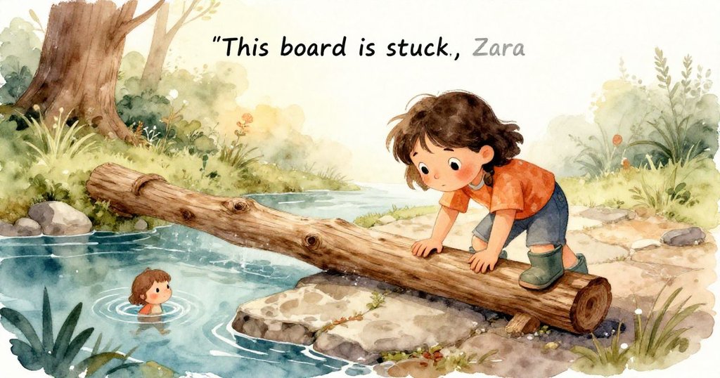 Zara專注地用手指將灰色潤滑油均勻塗抹在木板溝槽上，手部細節清晰呈現努力與專注。