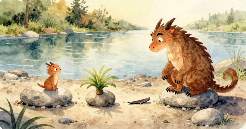 格里芬專注地將暗色碎片夾於指間,特寫展現石頭粗糙表面與溫暖光影,細節豐富。