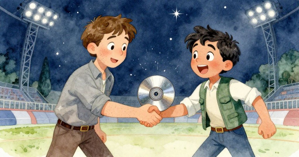 戴爾與阿莫斯熱情握手慶祝成功修復，顯露喜悅笑容與團隊合作精神，場景充滿活力