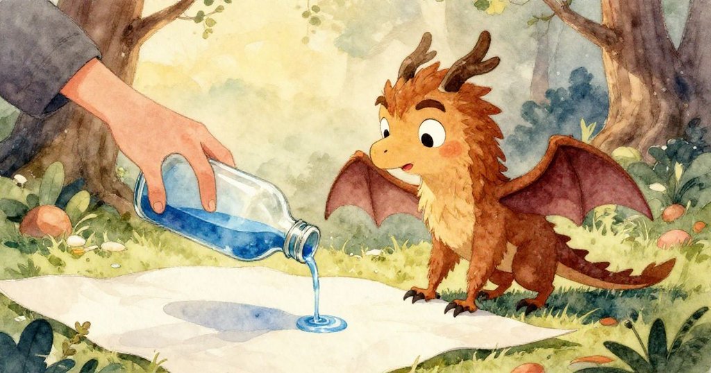 Griffon正在準備畫作，Olive整理工具，花園中擺滿顏料與紙張，快樂的Spaniel悠閒漫步，充滿溫暖陽光與自然情調。