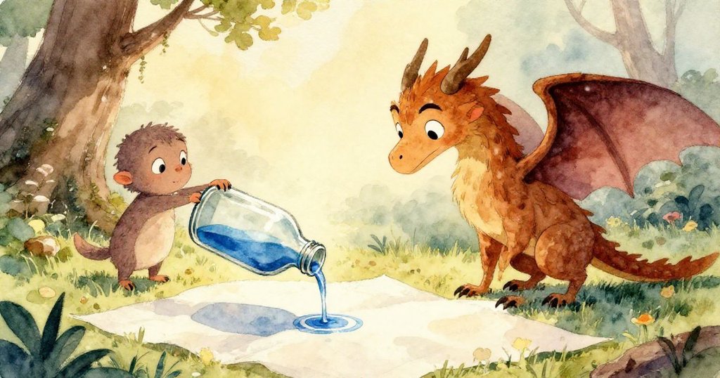 Griffon的手專注地打開藍色油漆瓶，瓶蓋細節清晰，藍色微滴在溫柔光線下閃爍，呈現製作藝術的細膩瞬間。