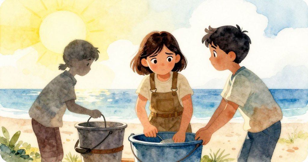 Alma和Cruz站在明亮戶外場景,水龍頭滴水形成暗色花痕,展現探索與決心的輪廓。