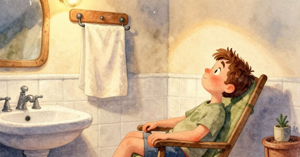 特寫展示洗手盆上空的毛巾掛鉤與閃亮水珠,質感細膩,營造出溫馨室內氛圍。