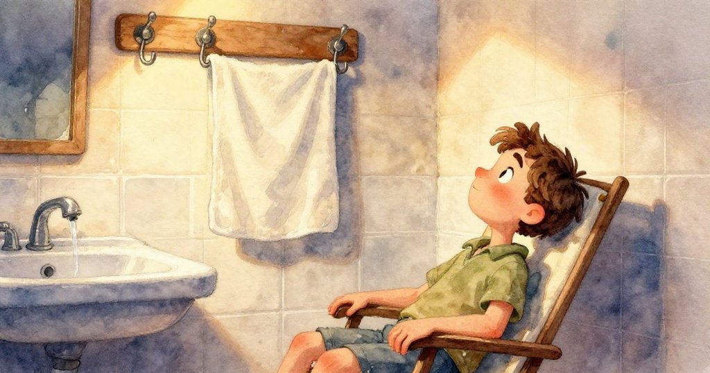 透過沙龍窗戶看見外面工人修補圍欄,春意隱現,室內外景融合營造冬去春來的溫暖氣氛。