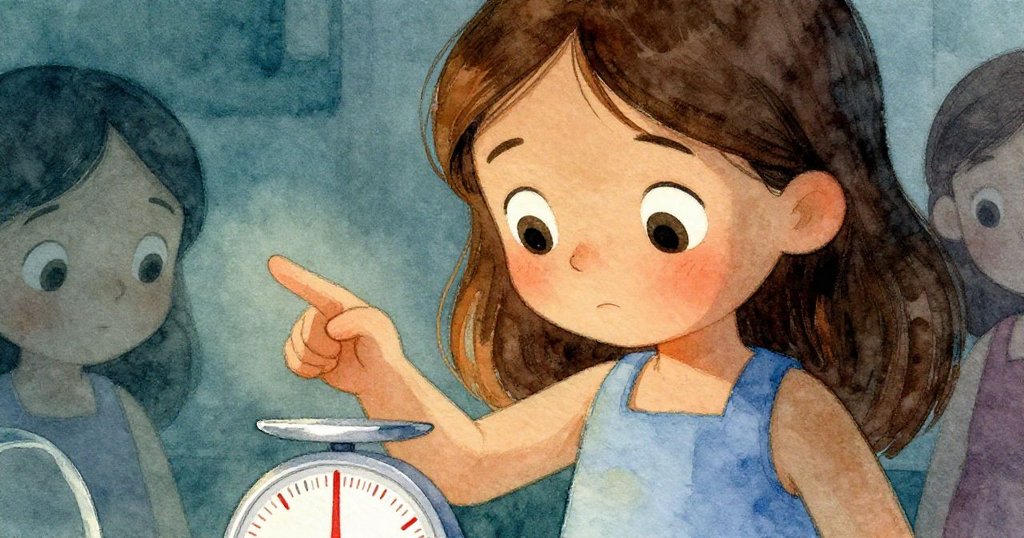 妮娜凝神思考，輕敲勺邊，注視刻度盤紅線時刻，臉上流露出堅定與溫柔的情感