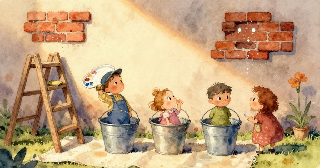 透過特洛的視角，畫面聚焦於有網格的牆面和淡淡的粉紅勾勒，他充滿創意的心情與對藝術藍圖的期待清晰可見。