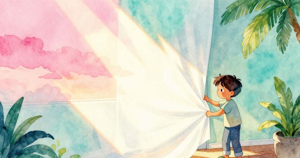 午后陽光穿透玻璃，銀線依附在白布上，Bram細心調整布料，室內氣氛隨光影流轉，充滿變幻之美。