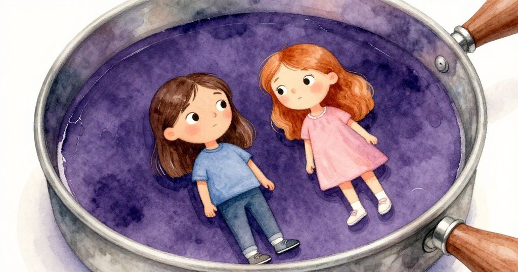 Nora 和 Darla 近距離仔細觀察有裂紋的鋼製墨水墊和木製手柄，細膩紋理呈現出故事情節關鍵細節。