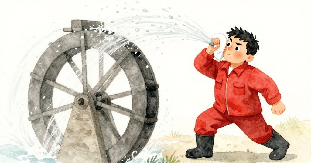 Ira在水花激盪中迅速擦拭臉頰,水滴橫飛定格動感瞬間,顯示出緊張與堅毅。