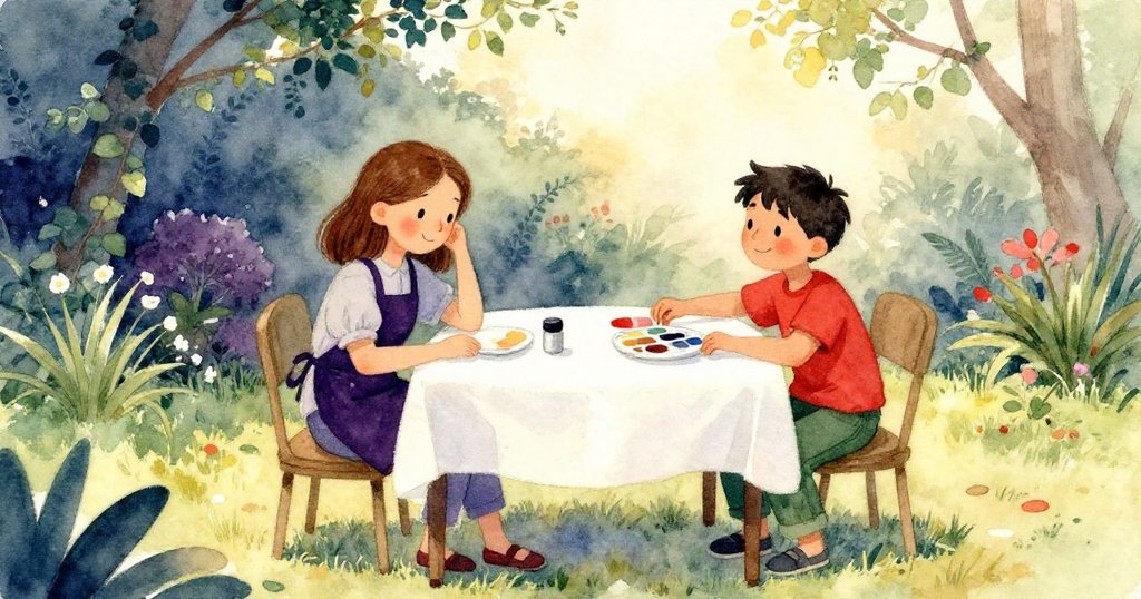 Ivy與York於庭院桌旁平靜休憩,柔和晚光映襯清潔場面,情感溫暖收束故事結局