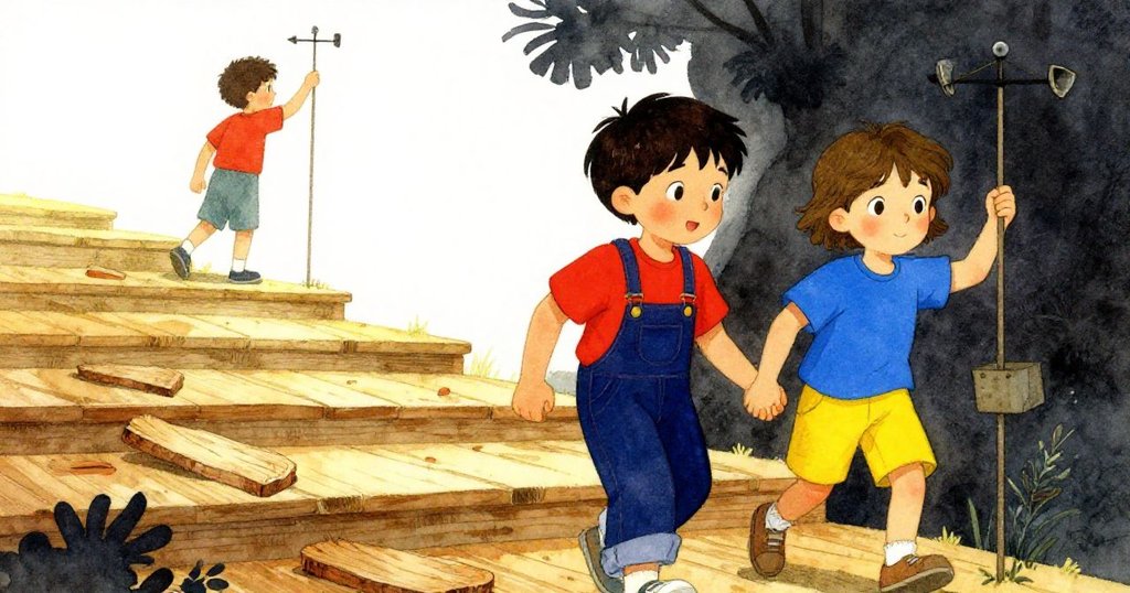 Theo穩固風杯，Reese急步下樓，前景顯示羅格記錄，層次分明背景中嵌入歷史工具，情緒緊張。