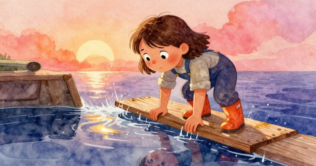 奧娜用力推動水板，臉上決心映入水中，水花閃爍展現挑戰與奮進。