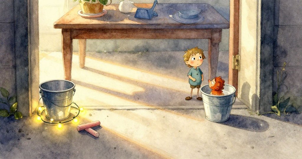 從柯賓視角看地面粉筆線條與鞋印交錯的細節,陽光灑下微妙展示工作痕跡