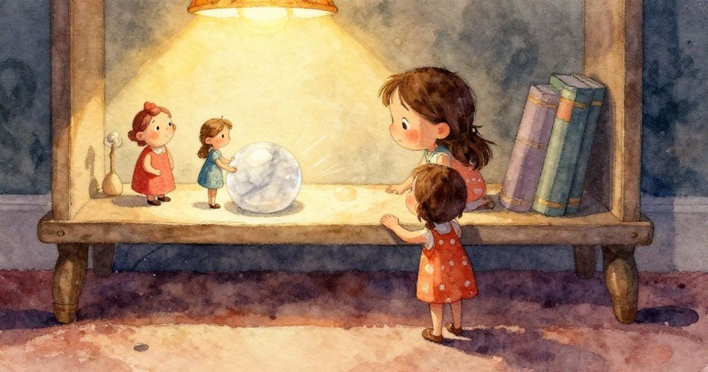 塔圖姆的手溫柔調整閃亮彈珠與彩色膠帶，細節豐富，展現創意與希望，光線溫暖柔和。